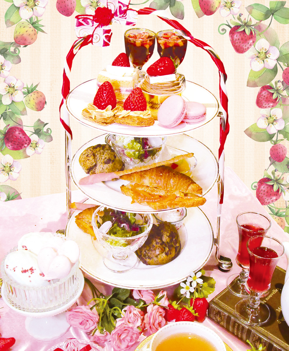 苺尽くしのアフタヌーンティーセット