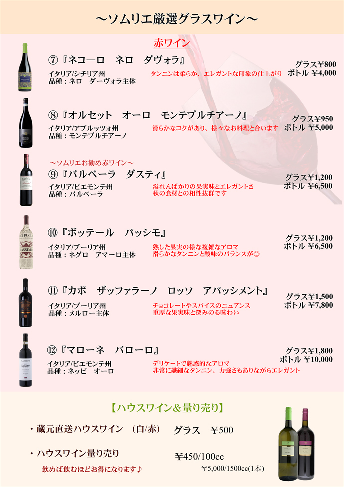 今月のSP赤ワイン